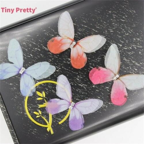 20PCS 40mm Double-layer Organza Butterflies w/ Rhinestone 3D Silk Butterfly Accessory for DIY Jewelry Making, Butterfly Earrings