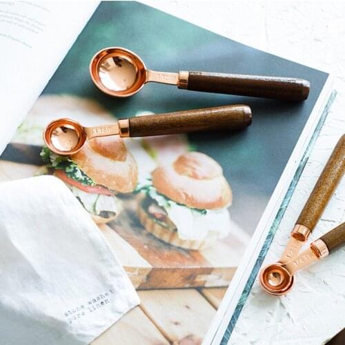 4Pcs/Set Golden Stainless Steel Measuring Spoon Scoop For Baking Graduated Metal Handle Kitchen Measuring Spoons for Tea Coffee