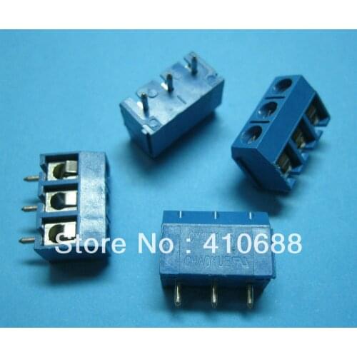 600 Pcs 5.0mm 3pin Blue Color Screw Terminal Block Connector Wire Protector Type