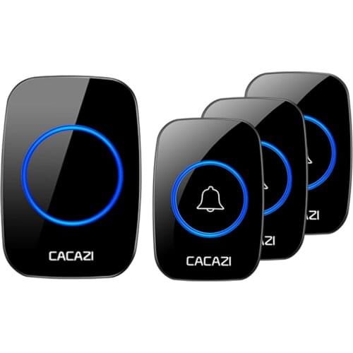 CACAZI Wireless Waterproof Doorbell 300M Range US EU UK Plug 3 Button 1 2 3 Receiver Home Smart Door Bell 60 chimes 0-110db