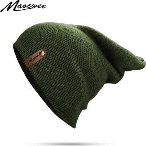 Brand Winter Hat For Men Skullies Beanies Women Fashion Warm Cap Unisex Elasticity Knit Beanie Green Unisex Casual Hats 2018