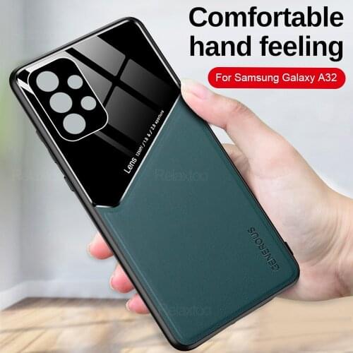 Sansung a 32 case car magnetic holder leather texure phone cover for samsung galaxy A32 A 32 32A 6.5'' 6.4'' shockproof coque