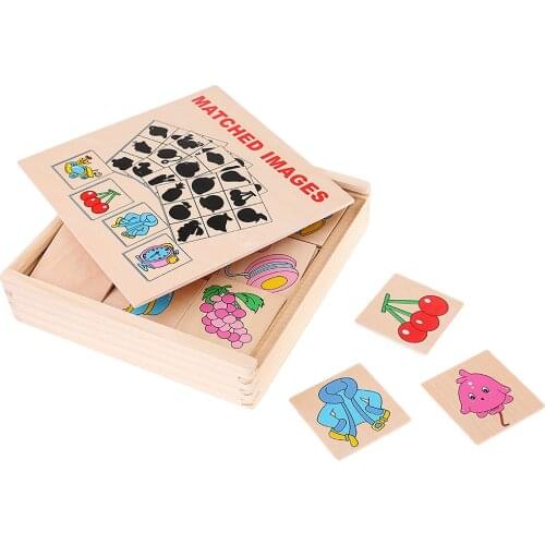 Wooden Montessori Educational Sensory Material Preschool Teaching Shadow and Image Association Cards Puzzle Toy for Kids