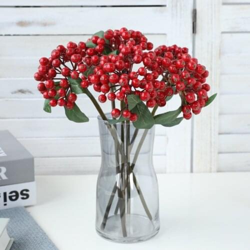 European Mini Artificial Berries Flowers Christmas Fruit String Decoration Home Furnishing Table Wedding Foam Berries Plant