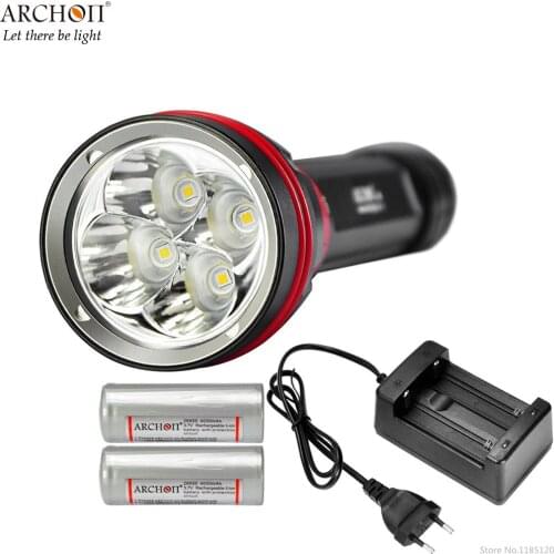 ARCHON DY02 Diving Flashlight 4* CREE XP-L max 4000 lumen underwater 100 Meter waterproof Dive Torch with 26650 battery charger