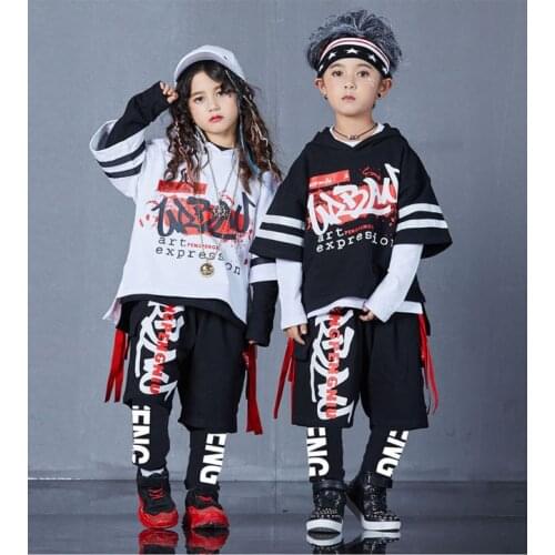 Print Cool Boys Girls Clothing Set Cotton t-Shirt Hip Hop Jazz Dance Wear Pants Sport Tracksuit Kids Outfits For 8 10 12 14 Yrs