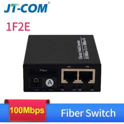 Ethernet Optical Fiber Switch 1 port 100Mbps SC fiber and 2 port 1000Mbps RJ45 fiber media converter 20KM