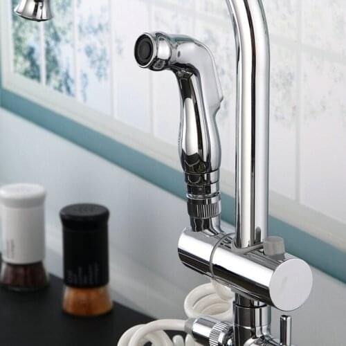 Kitchen brass basin hot and cold water faucet swivel telescopic multi - purpose vegetable bowl faucet Double handle Torneira