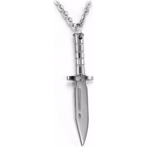 Polsihed Stainless Steel Knight Sword Pendant Medieval Gothic Necklace Mens Boys Jewelry Gifts Dropshipping Factory