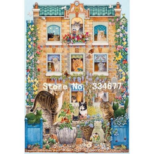 Cute cat animal house Embroidery Needlework Crafts14CT Counted Unprinted DIY Cross Stitch Kits Handmade Arts Wall Decor