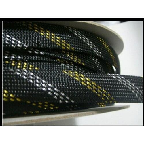 10 Meter Braided Cable Sleeving 8-16mm Wiring Harness Loom Protection Black&Gold&Silver