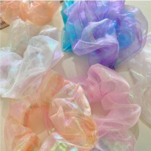 Simple Organza Elastic Hair Bands Ponytail Holder for Women Mermaid Hair Tie ropes Scrunchie Hairbands Headwear Hair Accessories