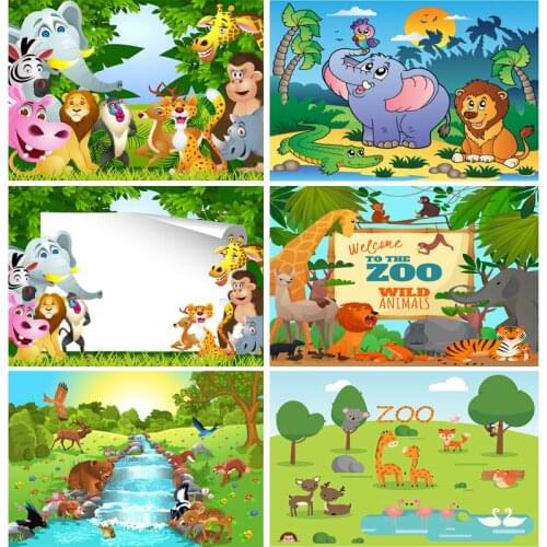SHENGYONGBAO Children Kids Baby Birthday Backdrops Cartoon Animals Zoo Photography Backgrounds For Photo Studio 20108YAXU-02