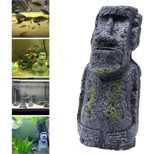 Easter Island Statue Accessory Pipe Fish Tank Aquarium Decoration Ornament New C42