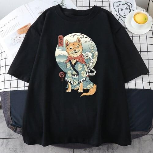 Japanese Style Cartoon Shiba Inu Womens T Shirt 2021 Summer Casual Tees Hip Hop Street T-Shirt Harajuku O-Neck Womens T Shirts