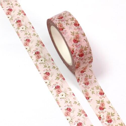 1PC 15MM*10M Spring Red Flowers Green Leaves Decorative Washi Tape DIY Scrapbooking Masking Tape School Office Supply