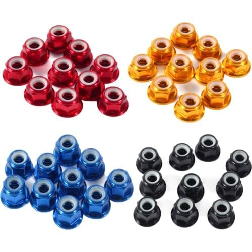 10Pcs/Set M5 Aluminum Flange Nut Srew Bolts Flanged Nylon Lock Nut Blue Red Gold Black Four Color Optional