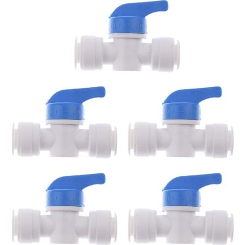 5Pieces Tube Ball Valve Quick Connect Fitting 1/4-Inch Push in Connector Valve Start RO Water System