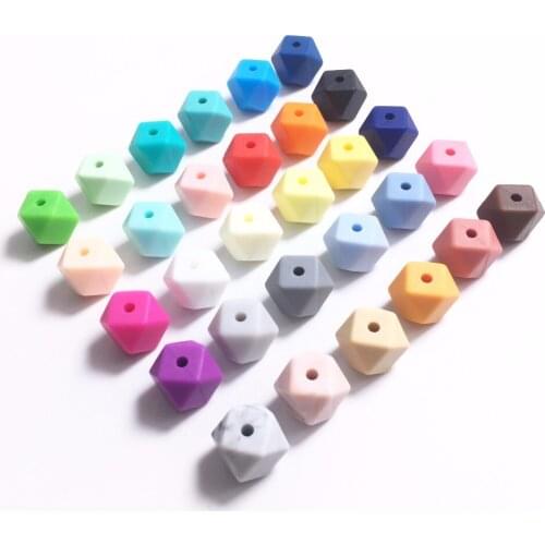 50pcs/lot Silicone Hexagon Mini Smaller Beads Teething Necklace Silicone Teething Beads For Baby Teether BPA Safe Beads
