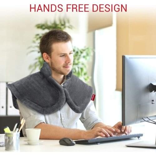 6 Levels Electric Heating Pad or Neck and Shoulders Pain Relief Machine Washable Heated Neck Wrap for Upper Back with Auto Off