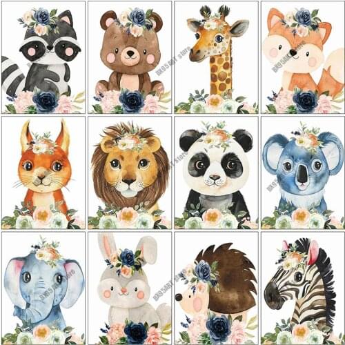 5d DIY Diamond Painting Mosaic Cartoon Animal Diamond Embroidery Full Round Drill Cross Stitch Kits Kids Room Decoration