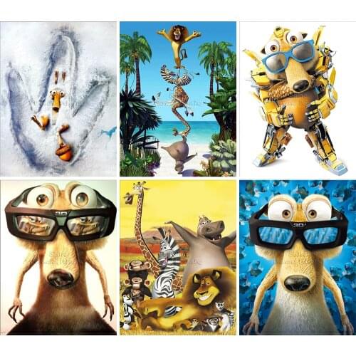 Diamond Painting Cartoon 5D DIY Ice Age Squirrel Animal Full Square Round Embroidery Cross Stitch Mosaic Landscape Home Decor