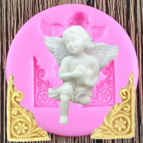Baroque Relief Silicone Molds DIY Angel Cupcake Topper Fondant Cake Decorating Tools Candy Clay Chocolate Gumpaste Moulds