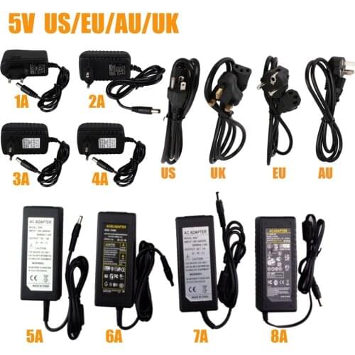 5V 1A 2A 3A 5A 6A 8A 10A Power Supply for LED Strip EU/US Adapter for AC110-220V to DC 5V Options Transformer
