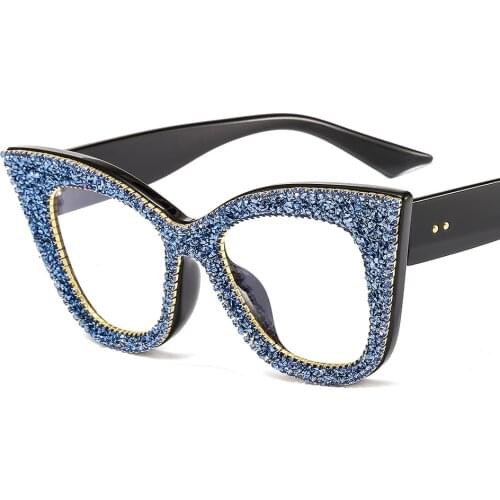Oversized Sunglasses Women Handmade Bling Cat Eye Sunglasses Ladies Vintage Clear Reading Glasses Fashion Shades Oculos