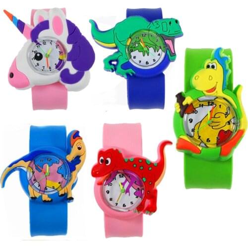 Cartoon Dinosaur Kids Watches Silicone Band Slap Watch Aquatic Animal Children Clock Creative Digital Quartz Watch Birthday Gift