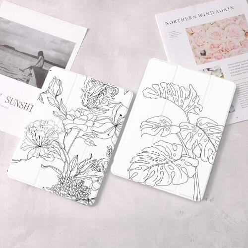 Line tropical l For iPad 10.9 inch Air 4 2020 5th 6th 10.2 8th Generation 12.9 inch Pro 2018 Mini 4 5 Smart Case Con Portamatite