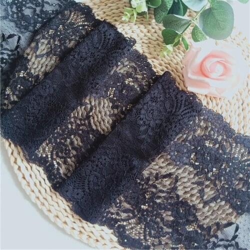 17 cm wide black stretch nylon lace for traditional African dress E3193