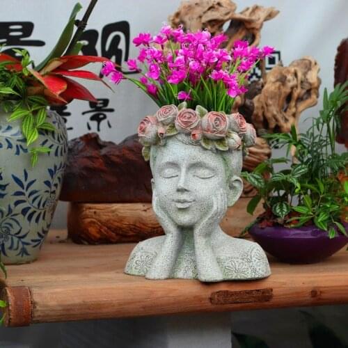 Garden Villa Resin Flower Pot Goddess Art Vase Creative Personality Statue Large Caliber Succulent Flower Decoration Girl