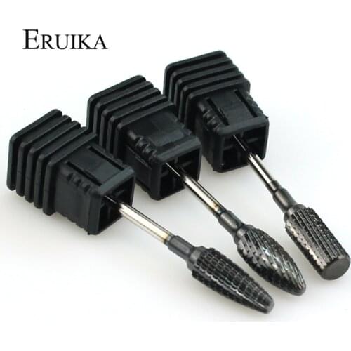 ERUIKA 3 Type Black Coated Carbide Nail Drill Bit Milling Cutter for Machine Manicure Apparatus Accessories Nail Rotate Tools