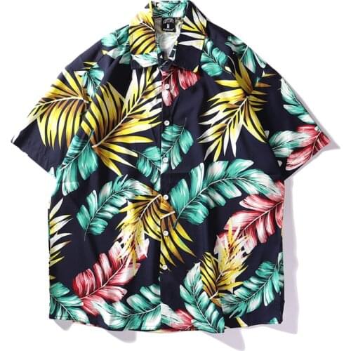Hawaiian Beach Shirts for Men Palm Tree Printed Short Sleeve Summer Casual Shirt Men Chemise Homme Hip Hop Shirts Harujuku Tops