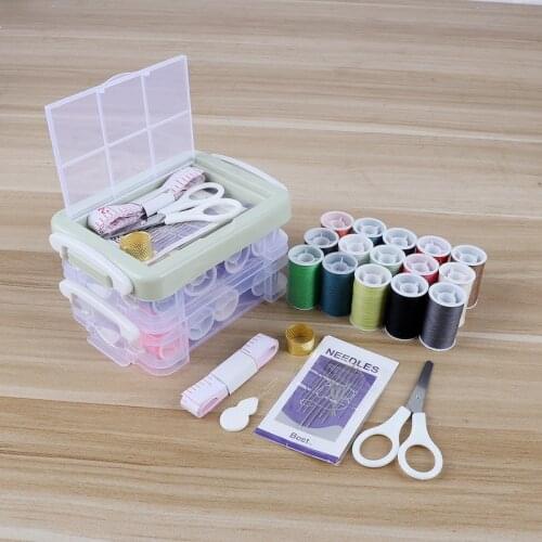 New 1 set Needle/ruler/scissors 16-color polyester thread Hand Sewing Needles for Embroidery Mending Craft Sew Supplies