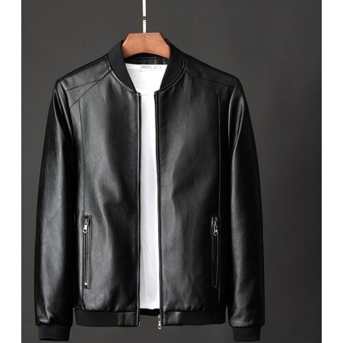 Leather Man Spring Fall 2020 New Korean Version Slim Fashion Leather Jacket Jacket Youth Baseball Jacket Man