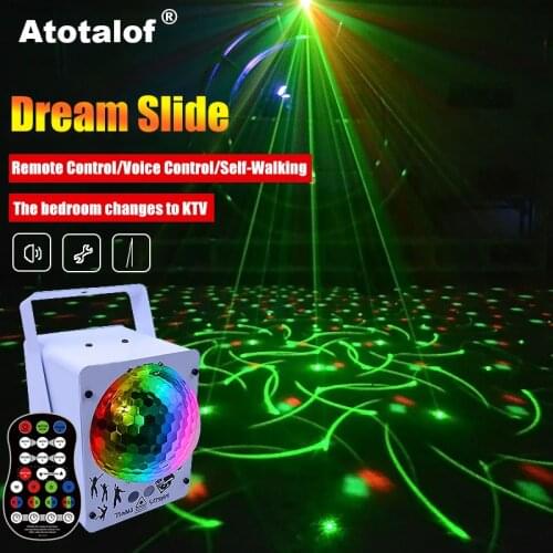 Atotalof RGB Stage Effect Sound Party DJ Disco LED Light 60 Patterns Laser Projector Sound Activated for Christmas KTV Wedding