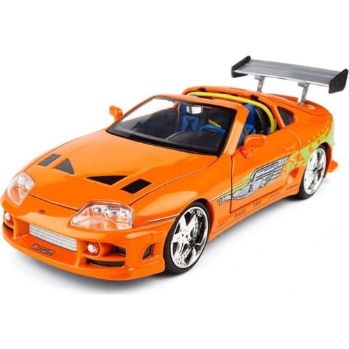 Diecast 1/24Scale Fast 8 Brians Toyota Supra Alloy Car Model Metal Vehicle for Collectible Gift Souvenir Display Ornaments Toys
