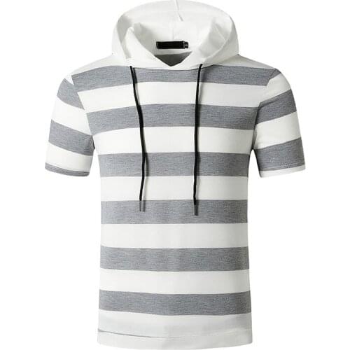 Mens Hipster Hip Hop Streetwear Striped T Shirt Men Workout Tee Shirts Short Sleeve Gym Bodybuilding Muscle Fitness T-shirt Male