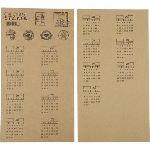 2sheets/Pack Monthly Calendar Written Label Scrapbooking Paper Stickers Set Stationery DIY Craft Diary Decoration Supplies