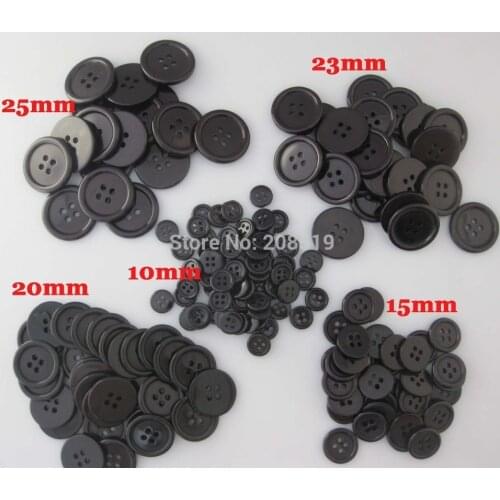 NB0162 Multi-sizes 4 holes shirt buttons white&black 8.5mm/10mm/15mm/20mm/23mm/25mm garment accessories