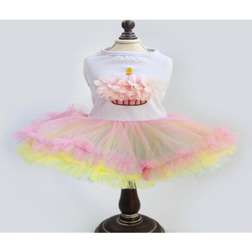 New Cute Colorful Cotton Yarn Pet Dogs skirt Dress Free Shipping Small Puppy Dogs Spring Summer Clothing