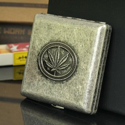 New 1pcs Authentic ancient silver leaf cigarette pack metal automatic cigarette case personality / smoke clip 327