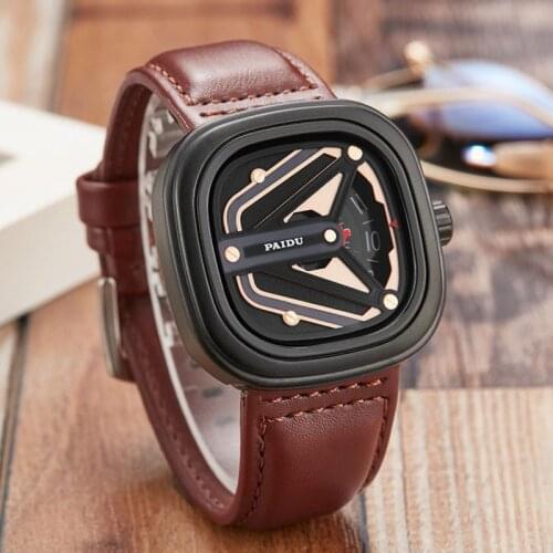 2021 New Fashion Creative Watch Men Casual Sports Watches Paidu Leather Band Quartz Wristwatches Reloj Hombre Relogio Masculino