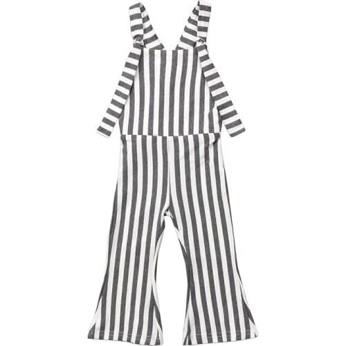 New Toddler Kids Baby Girl Striped Brace Pants Overalls Sleeveless Back Cross Jumpsuit One Pieces Bib Pants Clothes