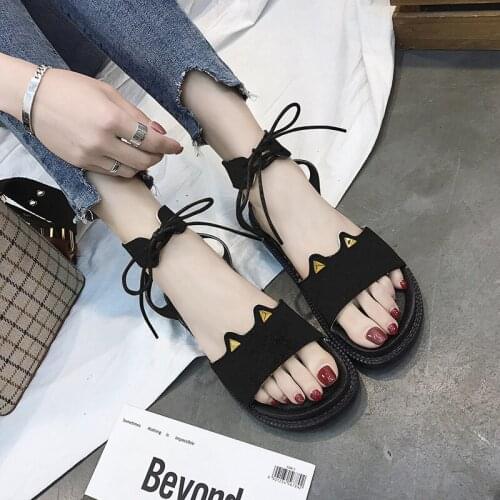 2019 New Summer Fashion Net Red Hundred Matching Skirt Evening Sandals Fairy Wind Student Ins Tide Flat