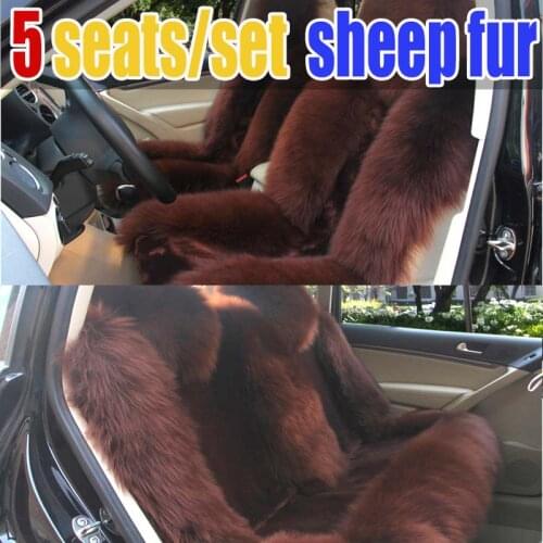 Winter new arrival fashion sheep fur car seat cover cushion 5 seats covers for 1 set high quality wool car seats covers cushion