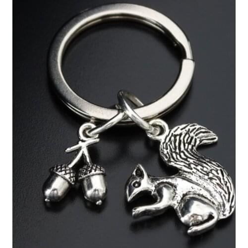 New Chipmunk Charming Squirrel Pinecone Creative Pendant Retro Personality Key Ring