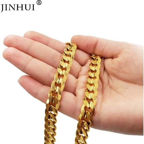 Jin Hui African Middle East men Trendy gold color Necklaces Length 50cm fashion Jewelry Birthday present Lovers Necklaces gift